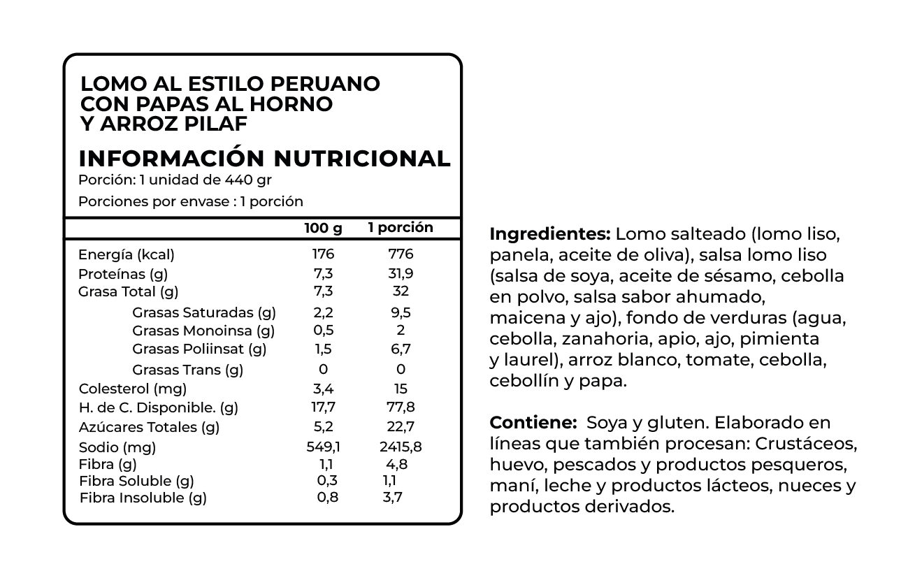 Lomo al Estilo Peruano con Papas Fritas al Horno y Arroz Graneado, 440 g, Tremus - Imagen 2