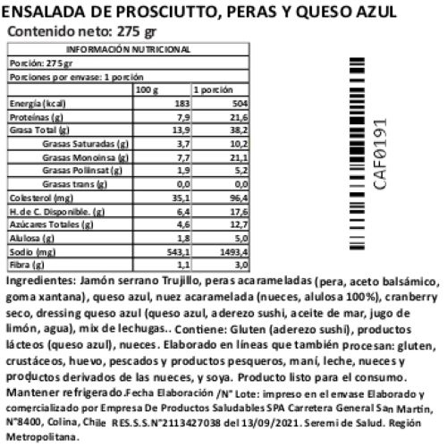 Ensalada de Prosciutto, Pera y Queso Azul, 275 g, Tremus 3 Ensalada de Prosciutto, Pera y Queso Azul, 275 g, Tremus - Imagen 3