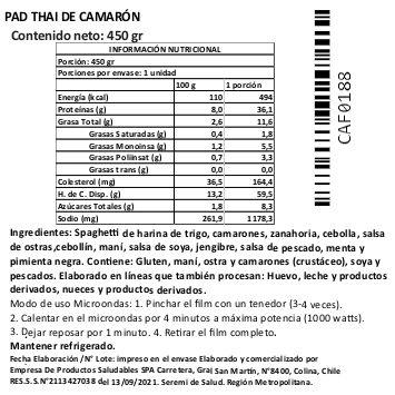 Pad Thai de Camarones, Gourmet Individual, Marca Tremus - Imagen 2