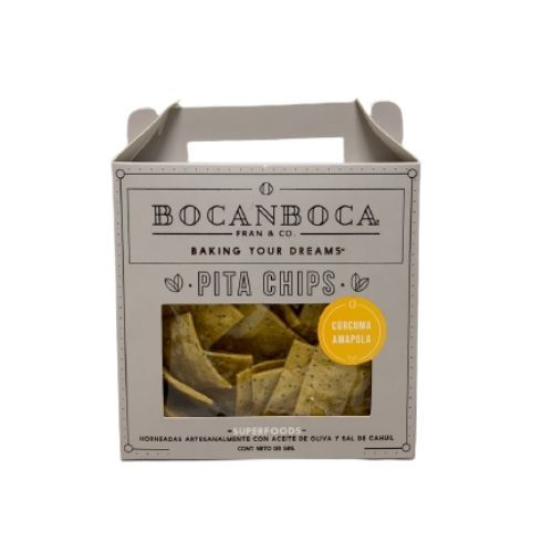 Chip Pita Curcuma Amapola 120 Gramos Marca Bocanboca