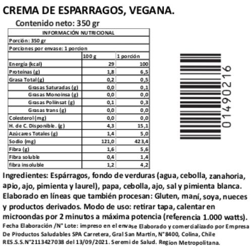 Crema de Espárragos. Vegana. 350 cc. Marca Tremus 2 Crema de Espárragos. Vegana. 350 cc. Marca Tremus - Imagen 2