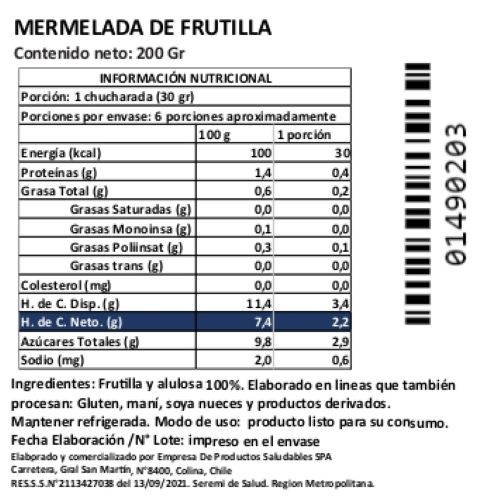 Mermelada de Frutilla, Sin azúcar Añadida, Keto y Vegana, 200 gr, Marca Tremus - Imagen 2