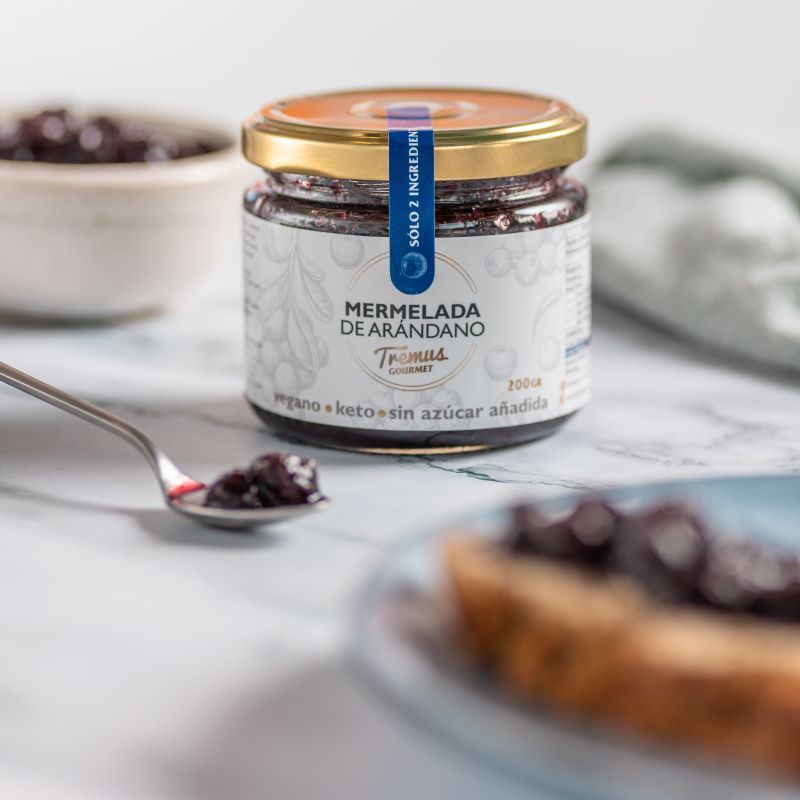 Mermelada de Arándanos. Sin azúcar Añadida. Marca Tremus