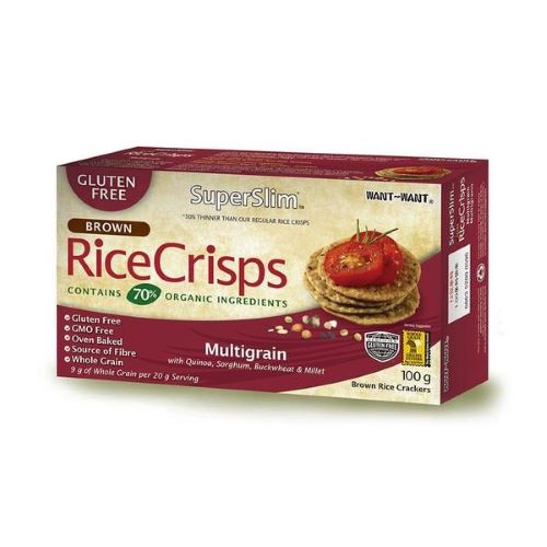 Tostadas de Arroz Organica Multigrano sin gluten Vegano 100 grs Marca RiceCrisps