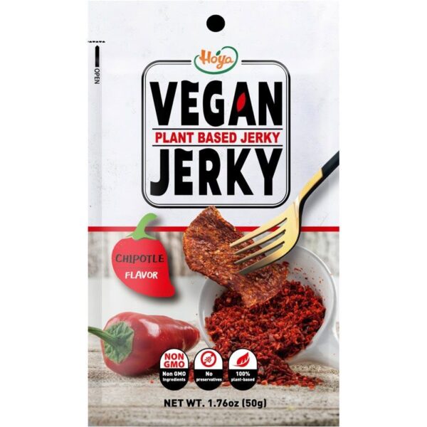 Jerky Vegano sabor Chipotle 50 grs Marca Hoya