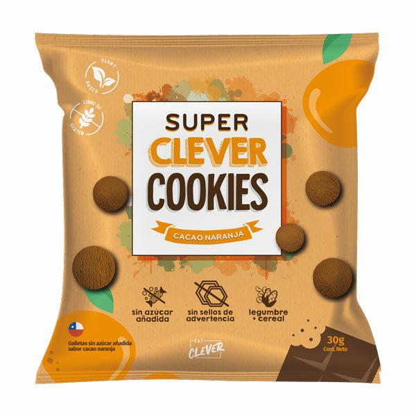 Galletas Cacao Naranja Sin gluten sin azucar añadida 30 grs Marca Eat Clever