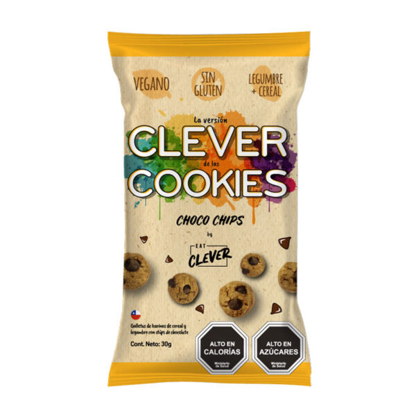 Galletas Chocolate Chips 56% Cacao Vegano 30 grs Marca Eat Clever