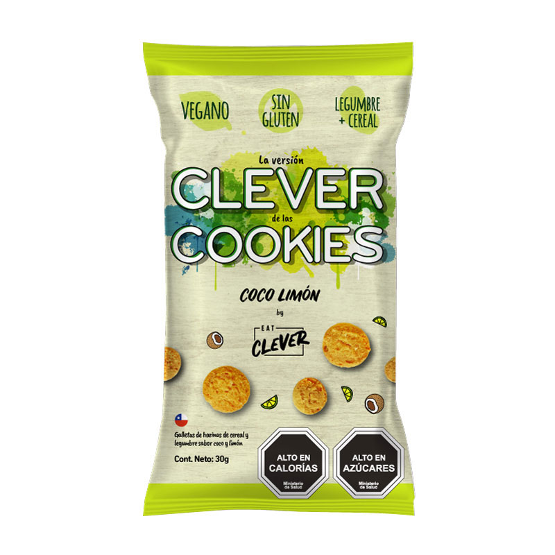 Galletas Coco Limon Vegano 30 grs Marca Eat Clever