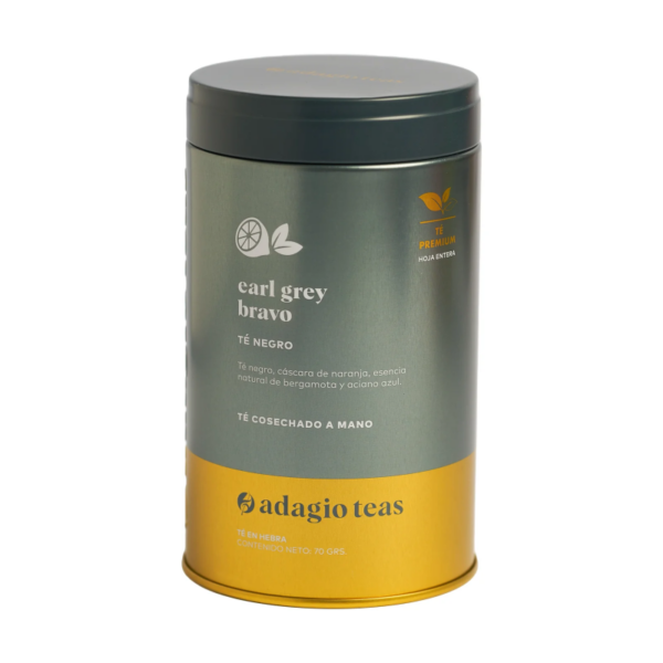 Té Premium Hoja Earl Grey Bravo. 70 grs. Marca Adagio Teas