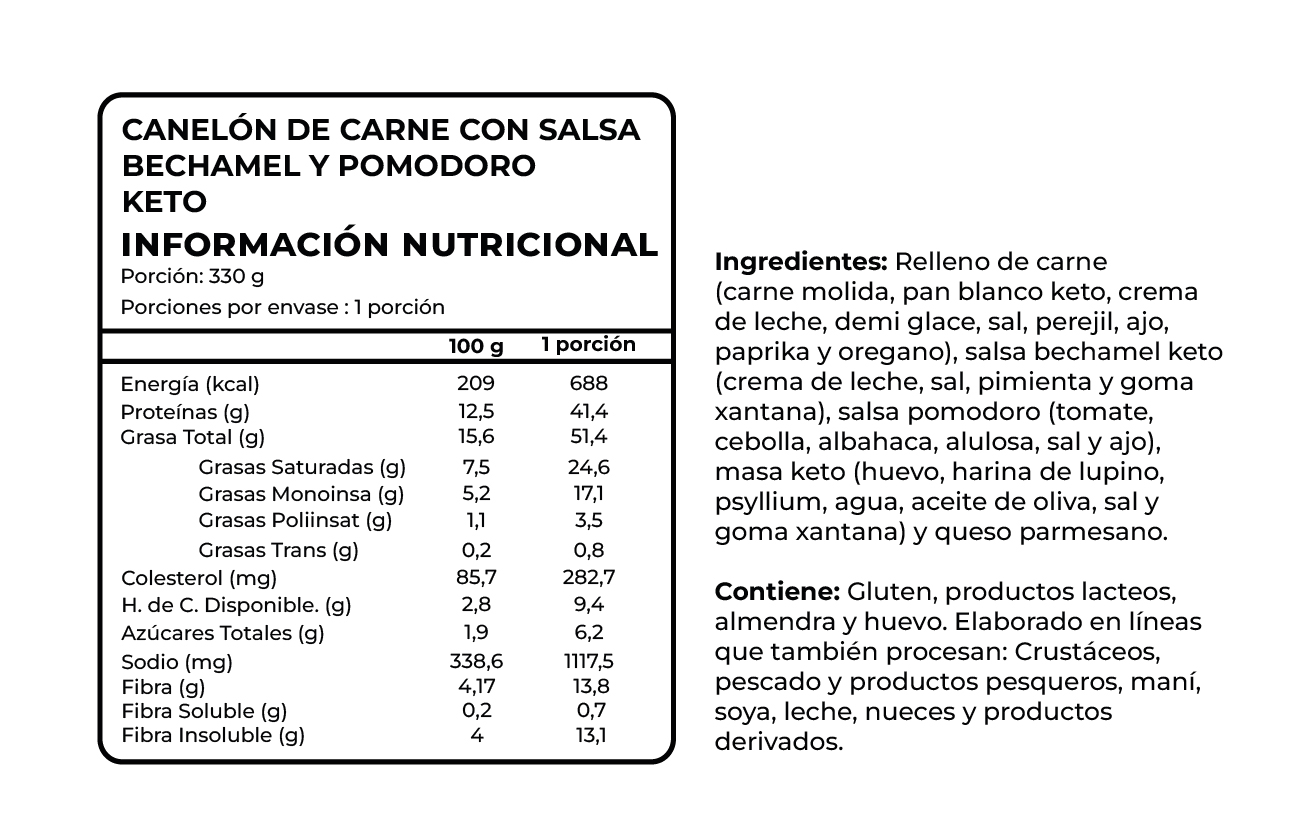 Canelón de Carne con Bechamel y Pomodoro, Keto, 330 g, Tremus - Imagen 2