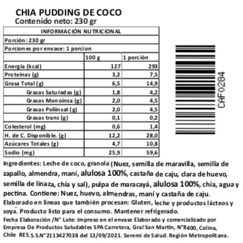 Pudín de Chía Coco y Granola Artesanal, Sin Azúcar Añadida, 230 g, Tremus - Imagen 2
