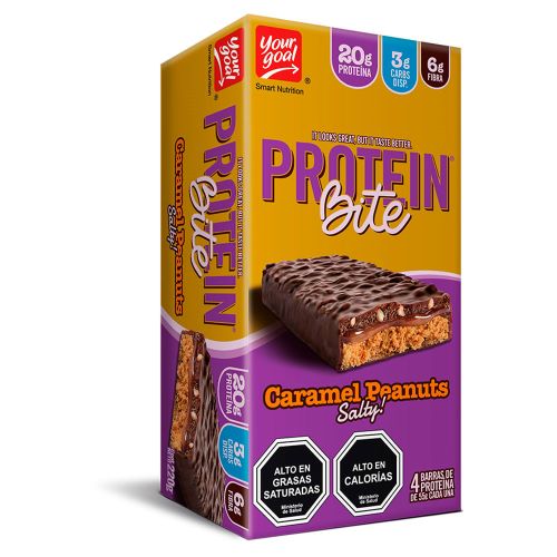 Pack 4 Barra de Proteina Bite Caramelo Mani 55 grs marca Your Goal