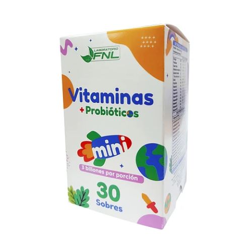 Vitaminas + Probioticos Mini Para Niños  30 Sobres Marca FNL
