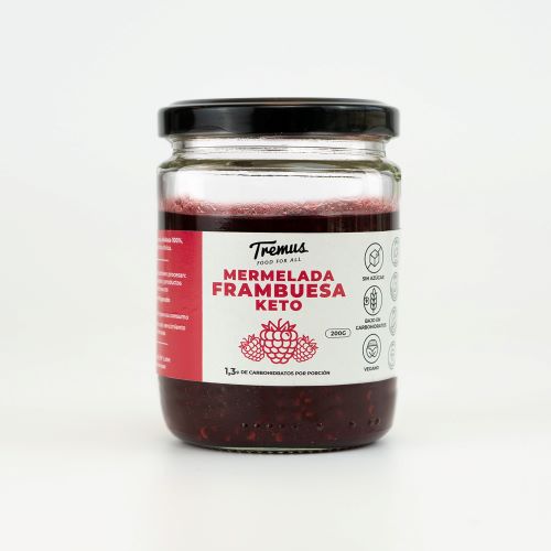 Mermelada de Frambuesa Keto Vegana y Sin Azúcar Añadida, 200 g, Tremus