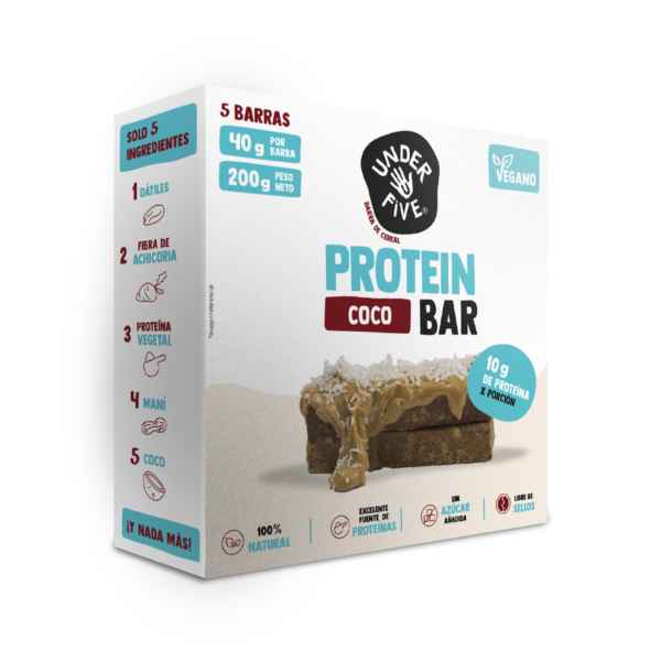 Pack 5 Barras Vegana Coco Sin Azucar 200gr Marca Under Five