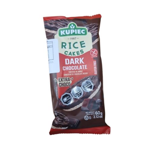Galleta de Arroz con chocolate Bitter sin gluten 60 grs marca Kupiec