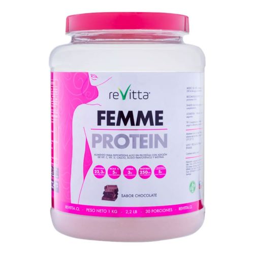 Femme Protein Revitta Chocolate 1Kg. Sin Azúcar. Sin Gluten. Marca Revitta