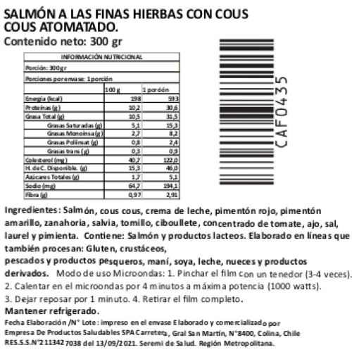 Salmón Finas Hierbas con Cous Cous Atomatado, Marca Tremus - Imagen 3
