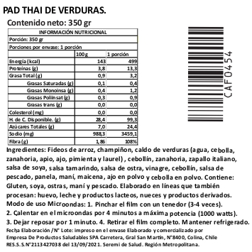 (D) Pad Thai De Verduras Marca Tremus 2 (D) Pad Thai De Verduras Marca Tremus - Imagen 2