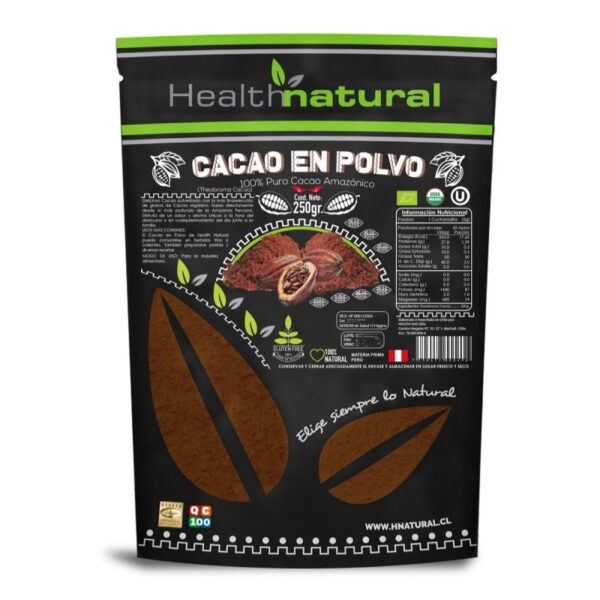 CACAO EN POLVO   250 gr Marca Health Natural