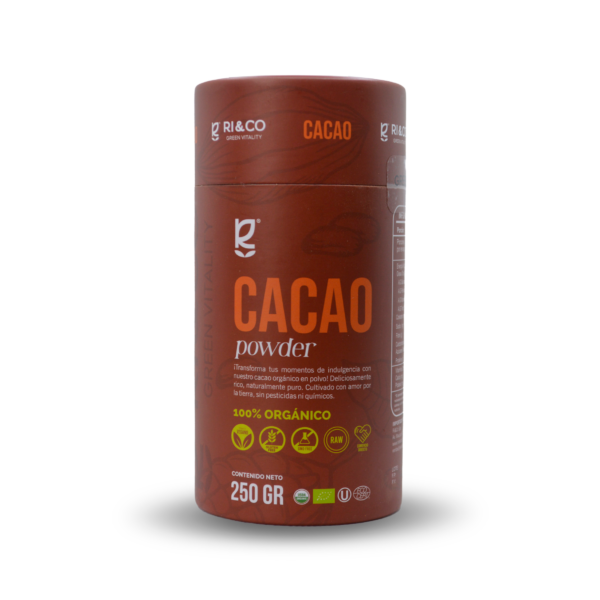 Cacao en Polvo 100% Organico sin gluten vegano 250 gr marca RI&CO