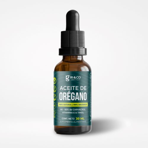 Aceite de Oregano 85% Puro Organico sin gluten vegano 30 ml marca RI&CO