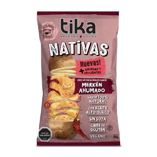 Chips de Papas Nativas de Merken ahumado Sin Glúten 150 grs marca Tika
