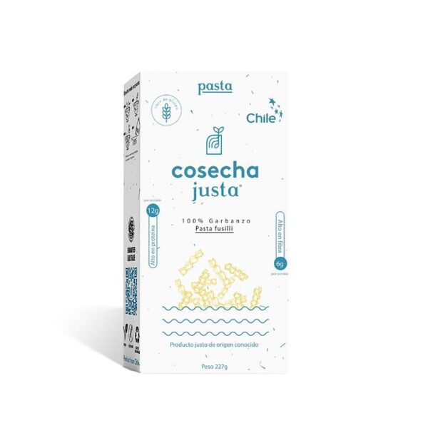 Pasta fusilli de garbanzo 227 gr Marca Pasta Cosecha Justa