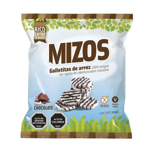 Galletas de arroz Sabor Chocolate 20 grs marca Mizos 1 Galletas de arroz Sabor Chocolate 20 grs marca Mizos