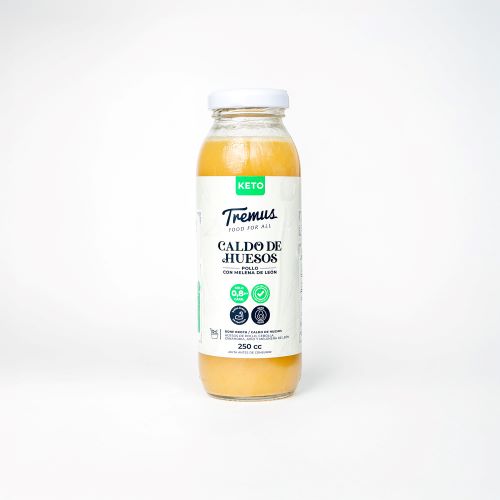 Caldo de Huesos de Pollo con Melena de León, Keto, 250 ml, Tremus