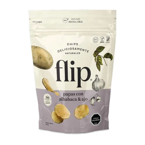 Chips de Papa Ajo, Albahaca  140Gr Marca Flip