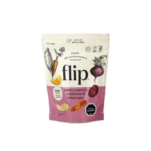 Chips Mix Papa, Camote, Zanahoria y Beterraga  30Gr Marca Flip
