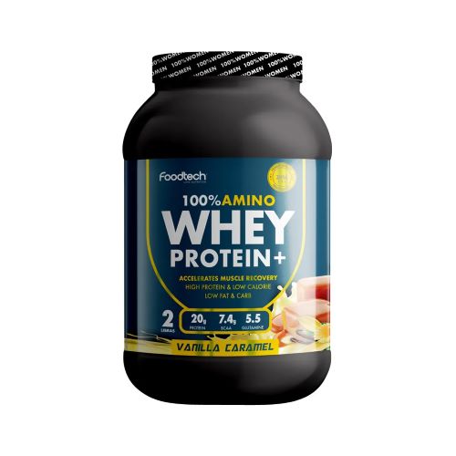 Whey Protein 100% Amino Sabor Vainilla Caramelo  2 Lb Marca Foodtech