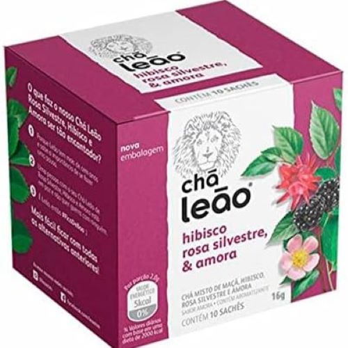 Té Chá Leáo Hibisco, Rosa Salvaje y Mora  20Gr 10Saches Marca Leáo
