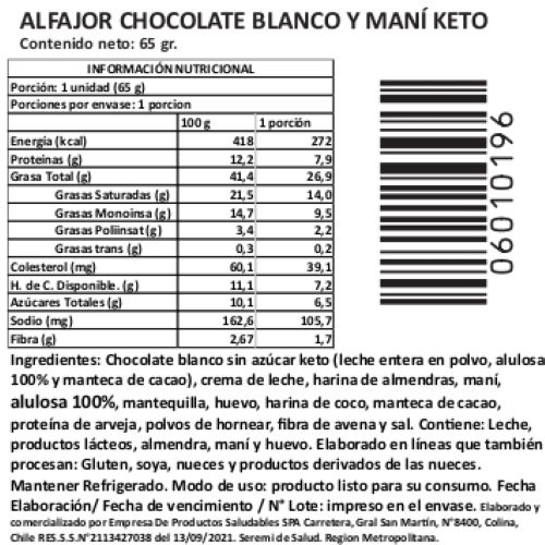 Alfajor de Mantequilla de Maní Chocolate Blanco, Keto, Sin Azúcar Añadida, 65 g, Tremus 3 Alfajor de Mantequilla de Maní Chocolate Blanco, Keto, Sin Azúcar Añadida, 65 g, Tremus - Imagen 3