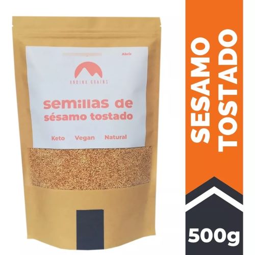 Semilla de Sesamo Tostado Keto Vegano Natural 500gr marca Andina Grains