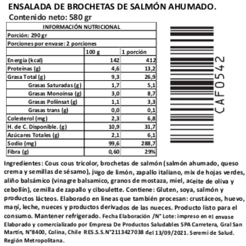 (D) Ensalada de Brochetas de Salmón Ahumado, Marca Tremus 3 (D) Ensalada de Brochetas de Salmón Ahumado, Marca Tremus - Imagen 3