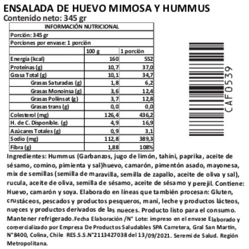 (D) Ensalada de Huevo Mimosa y Hummus, Marca Tremus 3 (D) Ensalada de Huevo Mimosa y Hummus, Marca Tremus - Imagen 3