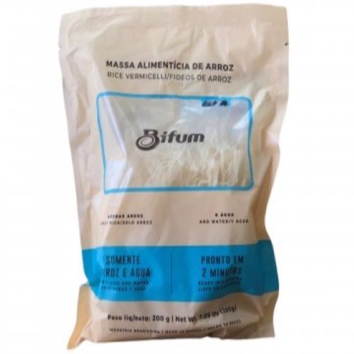 Fideos de Arroz Blanco 200gr Sin Gluten Sin Soya Sin Conservantes Marca Bifum