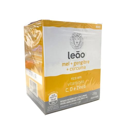 Té con Vitaminas Miel, Jengibre y Curcuma 20Gr 10Saches Marca Leáo