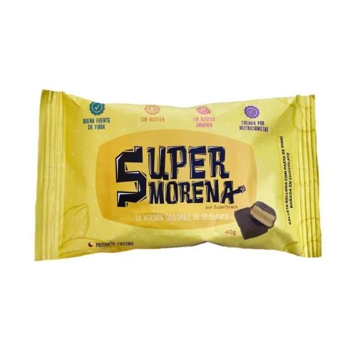 Super Morena Pasta Maní Lactosa Free Gluten Free Baño Chocolate 40 gr Marca Supersnack