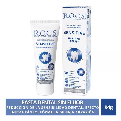 Pasta de Dientes Vegano sin gluten SENSITIVE "INSTANT RELIEF", 94 g Marca R.O.C.S.