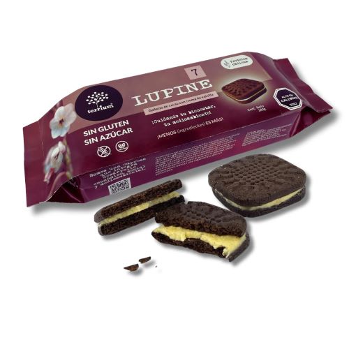 Sandwich galleta lupine cacao crema vainilla180 g Marca Terrium