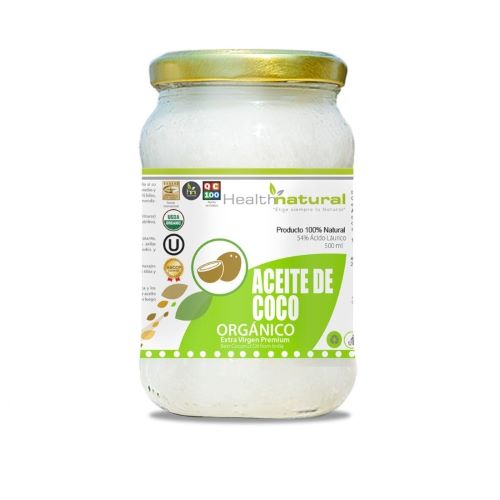 Aceite de Coco Extra Vigen Premium 500 ml Marca Healt Natural