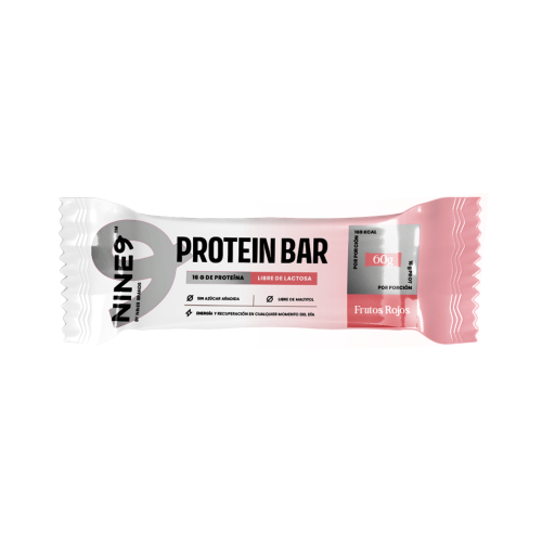 Barra Proteina Whey  Frutos Rojos 60 Gr.  Marca NINE9