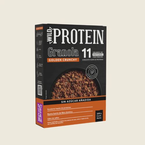 Granola Proteica Golden Crunchy Maple Sin Azucar Añadida Sin Sellos 300 grs marca Wild Foods