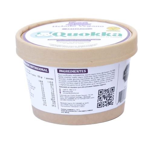 Helado vegano Artesanal Frutos del Bosque 240 gr Marca Quokka
