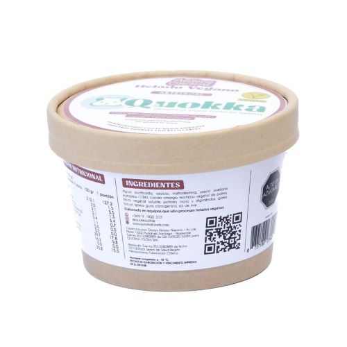 Helado vegano Artesanal Avellana Chocolate 240 gr Marca Quokka