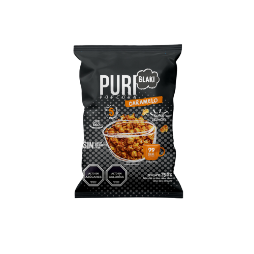Puri Blaki Libre de Gluten Sabor Caramelo Rolls 25Gr. Marca PuriPop