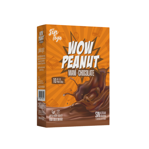 Pack 5 Barra de Proteina  Wow Peanut Mani Chocolate Vegana Sin Azucar 40 Gr. Marca Sin Toyo